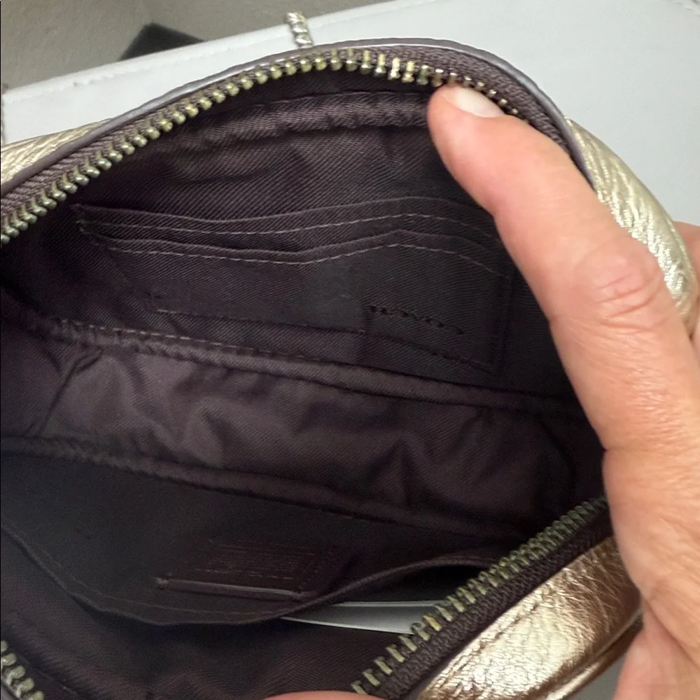 Coach Gold Pebbled Leather Crossbody